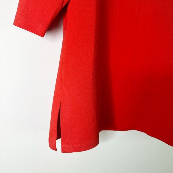 NM Neiman Marcus Top Womens 10 Red Funnel Neck Scuba Knit Tunic Preppy Boho NWOT - Picture 3 of 10